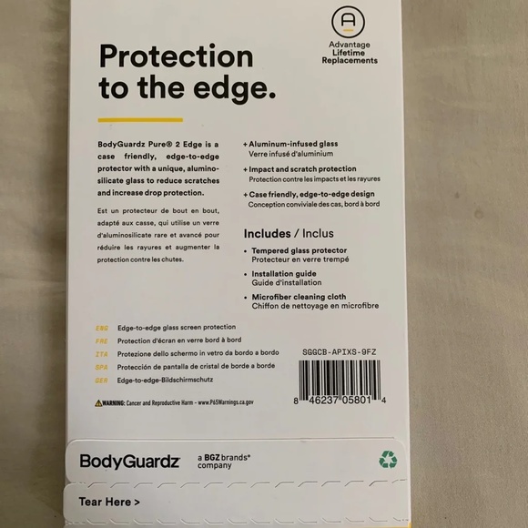 BodyGuardz Pure® 2 Edge Premium Glass Screen Protector - Picture 2 of 2